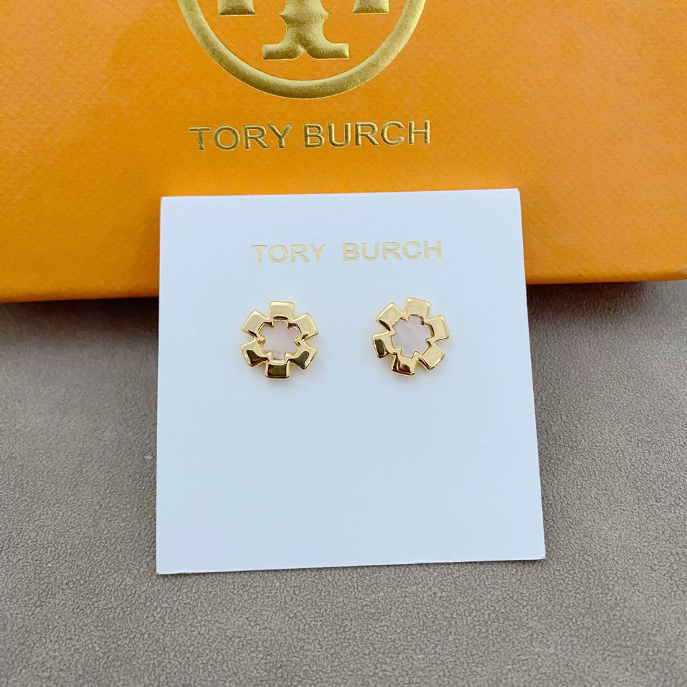 Tory Burch Trendy Mother of Pearl Inlaid Gear Earrings